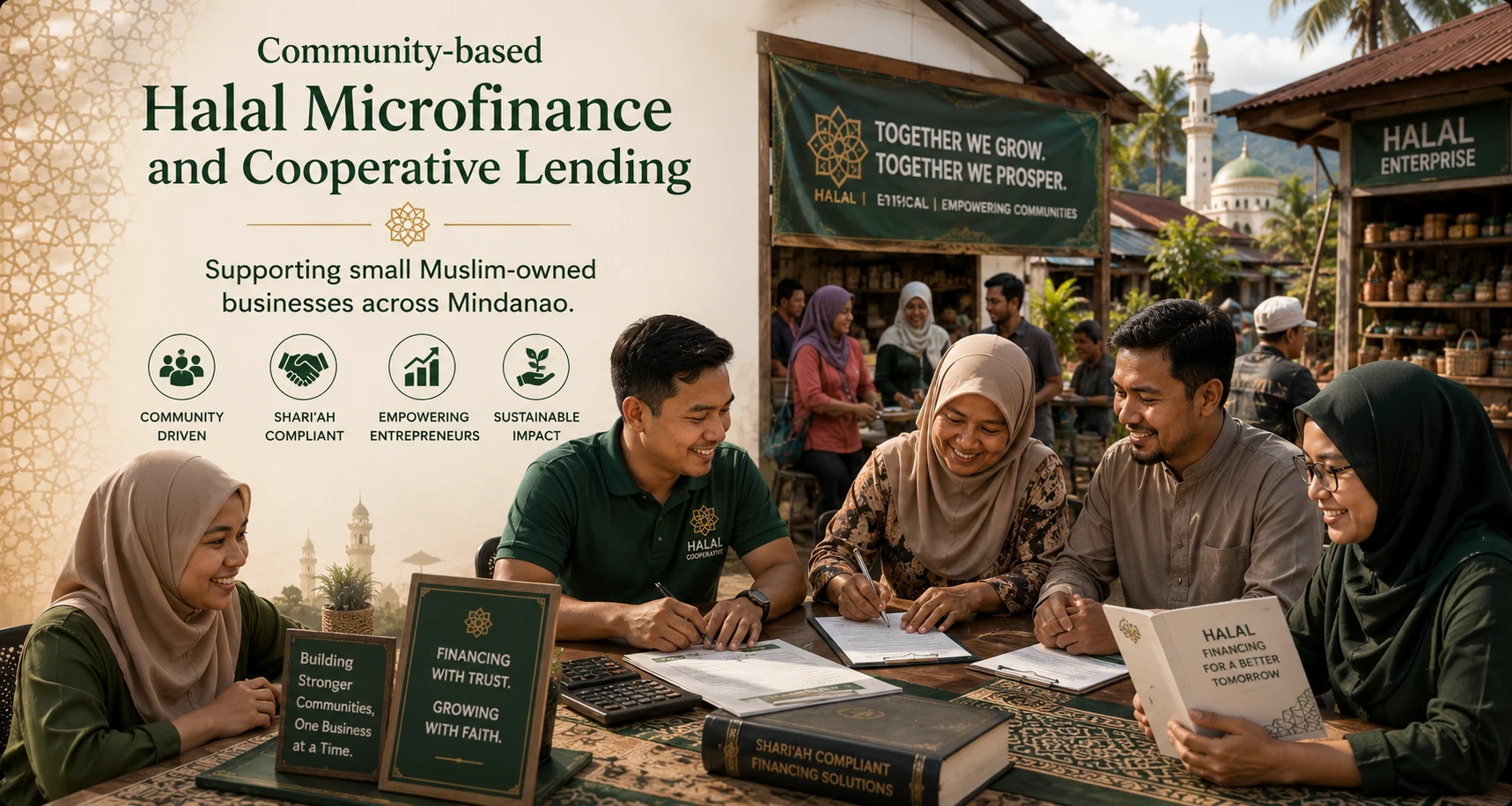 Community-based Halal microfinance and cooperative lending — AI-generated illustration